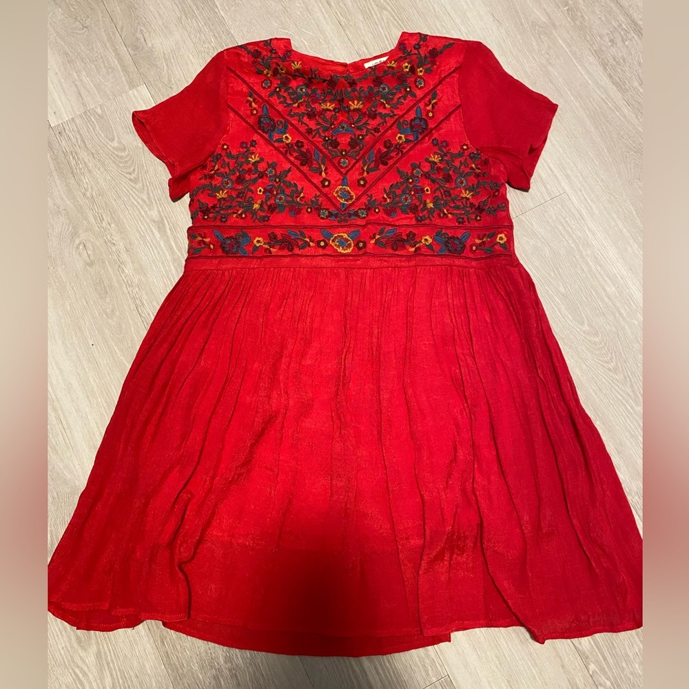 BOGO Umgee Red Embroidered Mini Dress